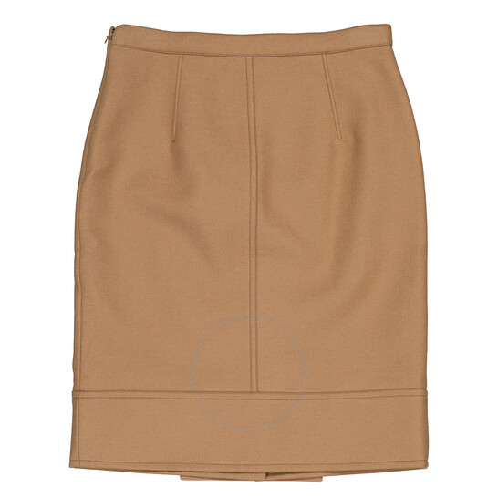 Burberry Camel Wool Cashmere Button Panel Detail A-line