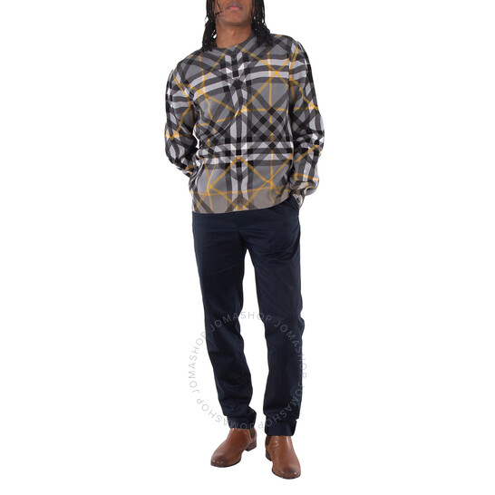 Burberry Check Cotton Jacquard Oversized Sweater, Size