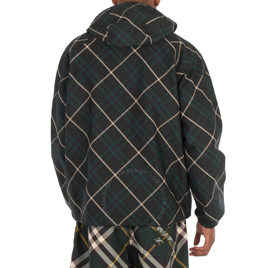 Burberry Check Hooded Zip-Up Jacket, Size Large 8090299