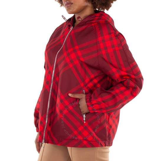 Burberry Check Nylon Hooded Jacket, Size Small 8079012