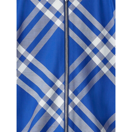 Burberry Check-Pattern Hooded Zip-Up Polyamide Jacket, Size