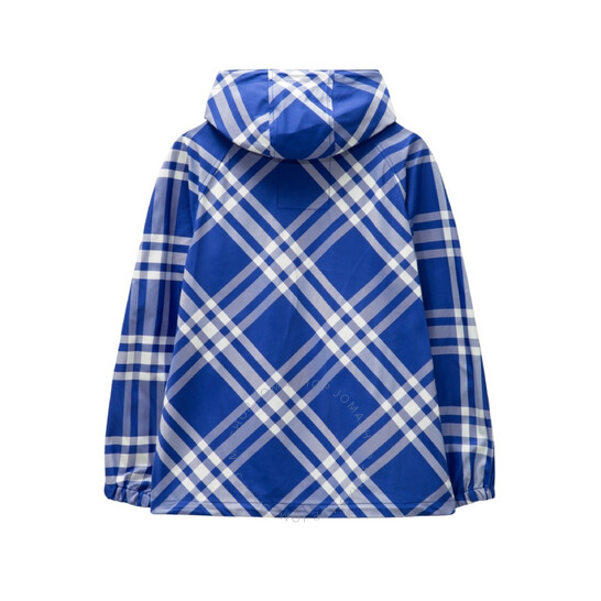 Burberry Check-Pattern Hooded Zip-Up Polyamide Jacket, Size