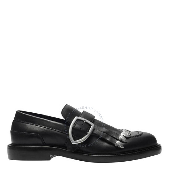 Burberry Cobble Fringe Detailing Leather Loafers, Brand Size
