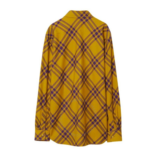 Burberry Cotton Check Shirt In Pear, Size Large 8079163