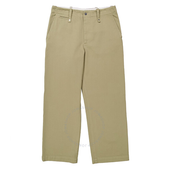 【送料&関税込】Burberry Cream Cotton Pants Burberry Men's Strap Detail Cotton Trousers, Brand Size 48