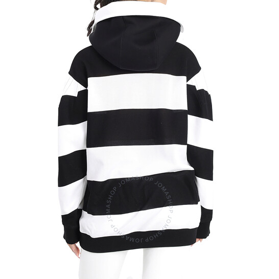 Burberry Cut-out Detail Striped Cotton Hoodie, Size Medium
