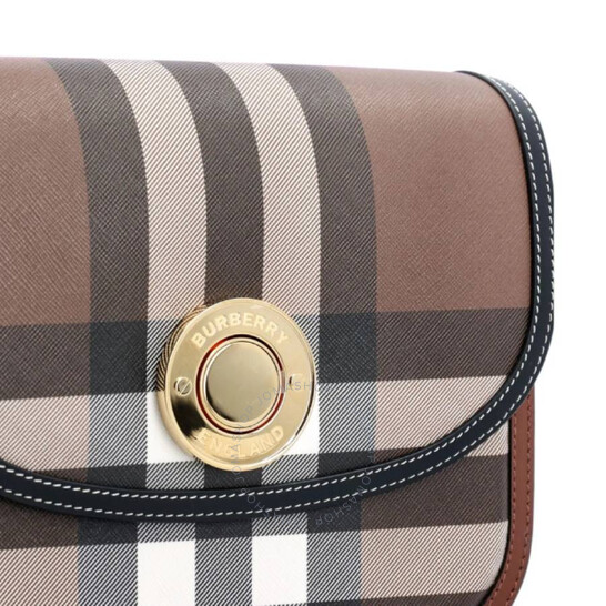 【BURBERRY】CHECK MEDIUM ELIZABETH BAG Burberry Dark Birch Brown Check And Leather Medium Elizabeth