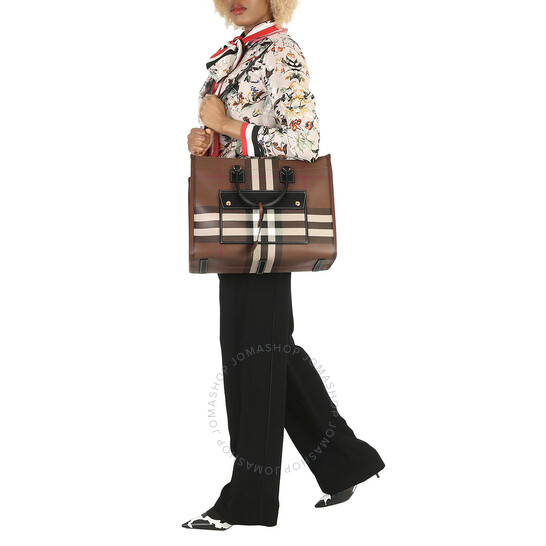 Burberry Dark Birch Brown Check Medium Freya Tote Bag