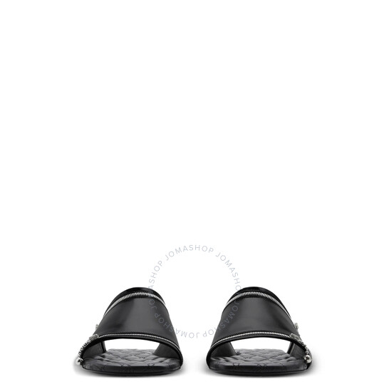 Burberry Decorative-Zip Flat Leather Sandals, Brand Size