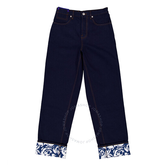 【送料&関税込】Burberry Denim Jeans Burberry Denim Rose Print Straight Leg Boyfriend Jeans