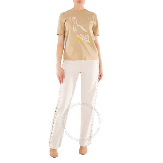 Burberry Duck Printed Crewneck Cotton T-Shirt, Size Small