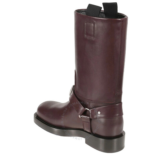 Burberry EKD Motif Leather Saddle Low Boots, Brand Size 40