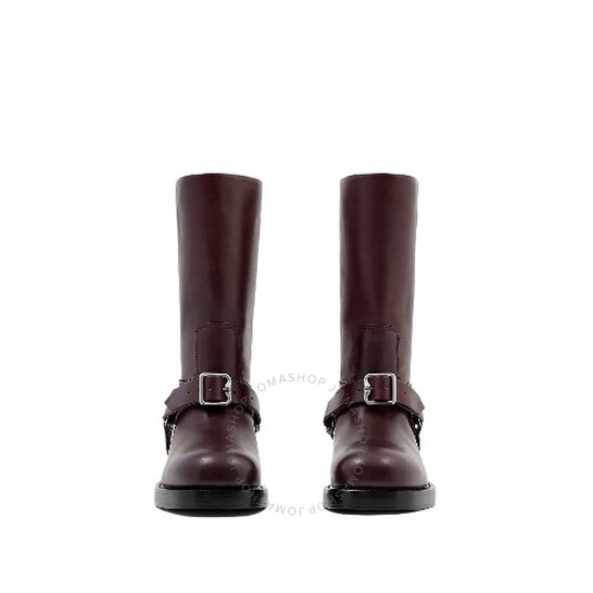 Burberry EKD Motif Leather Saddle Low Boots, Brand Size 40