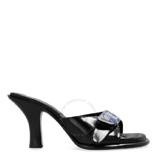 Burberry Equestrian Knight Bay Leather Sandals, Brand Size