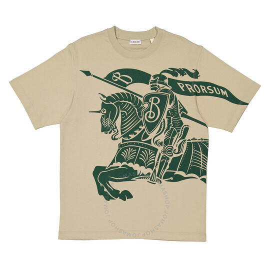 【送料&関税込】Burberry Equestrian Knight Printed Crewneck Burberry Equestrian Knight Crewneck Cotton T-Shirt, Size