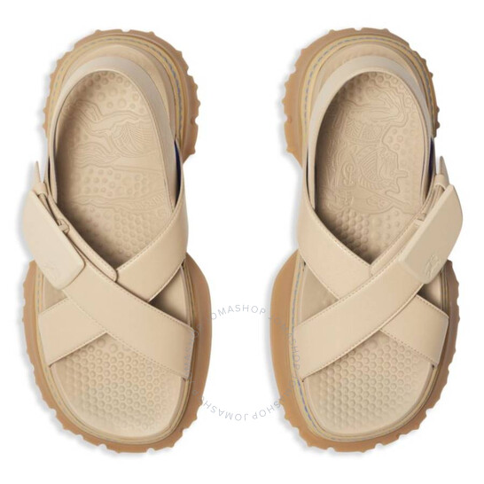 Burberry Equestrian Knight Crossover Leather Sandals, Brand