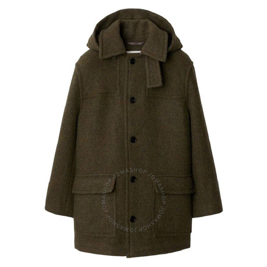 Burberry Equestrian Knight Hooded Duffle Coat, Size Large