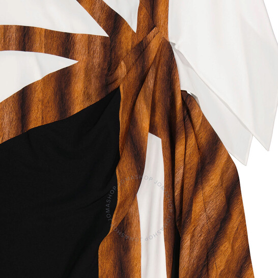 【送料&関税込】Burberry Graphic Print Asymmetric Dress Burberry Flag Intarsia Asymmetric Silk Dress In Black, Brand