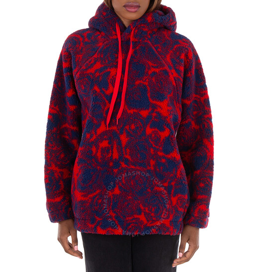 Burberry Floral Pattern Drawstring Hoodie, Size Large