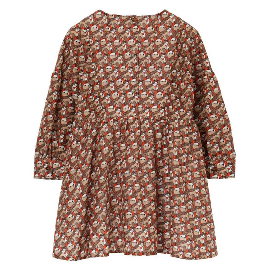 Burberry Girls Thomas Bear-Print Cotton Dress, Size 12Y