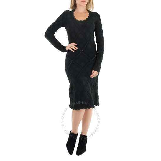 Burberry Ladies Vine Aran Long-Sleeve Knitted Dress, Size
