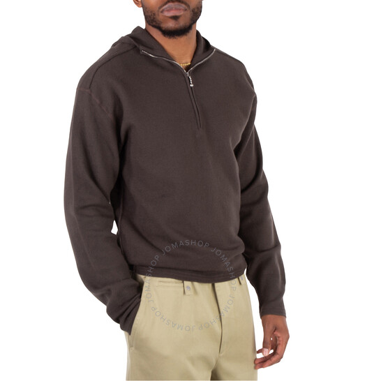 Burberry Half-Zip Wool Hooded Sweatshirt, Size Large 8075888