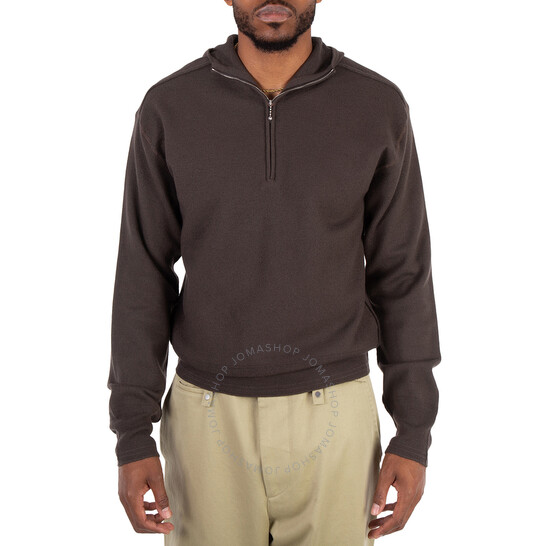 Burberry Half-Zip Wool Hooded Sweatshirt, Size Large 8075888