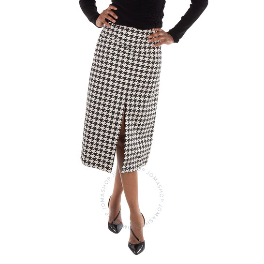 Burberry Houndstooth Pattern Midi Skirt, Brand Size 02 ( US