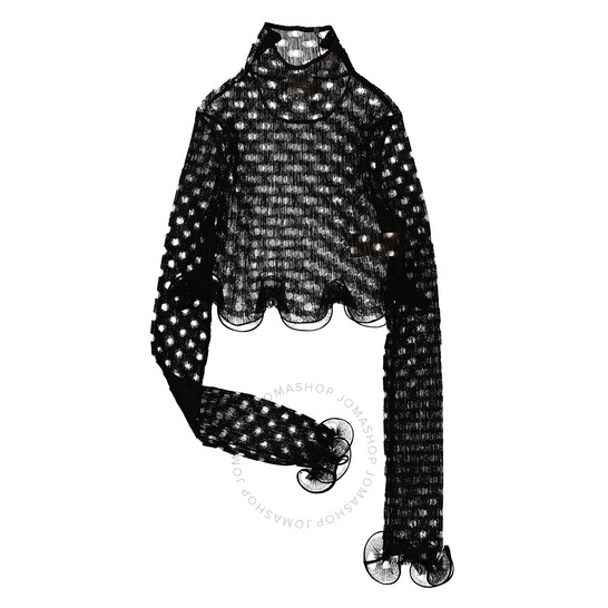 Burberry★素敵！ruffle sleeves Top Burberry Ladies Black Cut-Out Details Ruffle Top, Brand Size