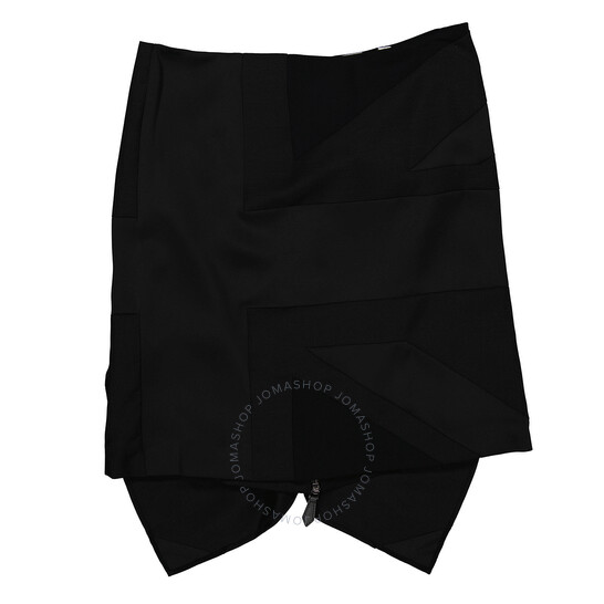 Burberry Ladies Black Intarsia Flag Satin Draped Skirt