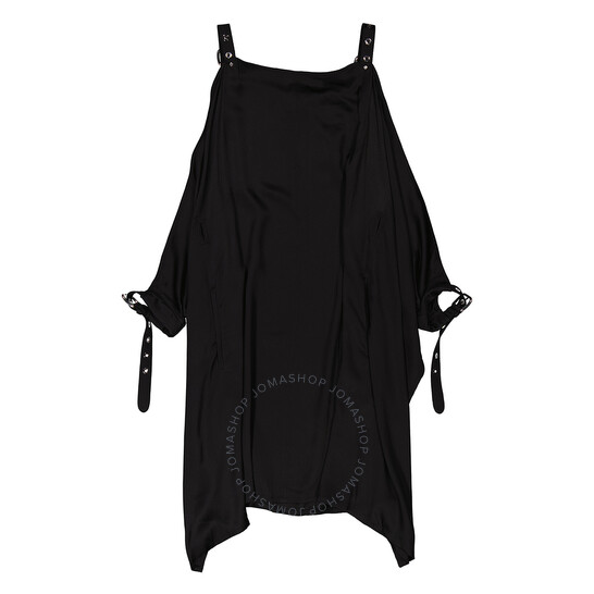 Burberry Ladies Black Miley Strap Detail Location Print Silk