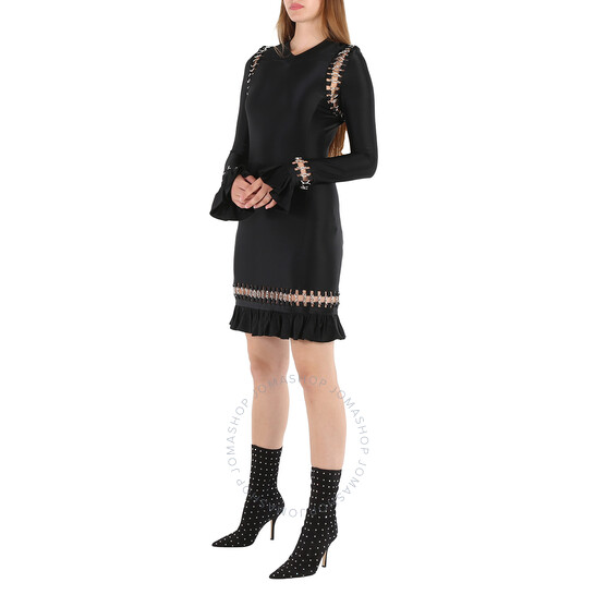 ワンピース BURBERRY BLACK SATIN DRESS Burberry Ladies Black Ring Pierced Stretch Jersey Mini Dress