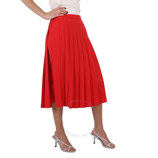 Burberry Ladies Cady Pleated Skirt In Bright Red, Brand Size