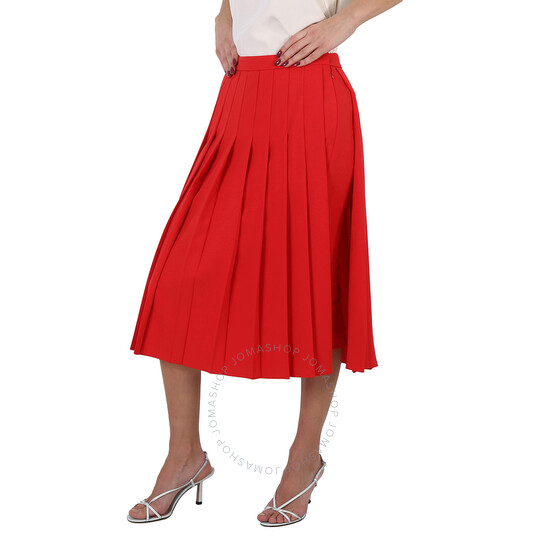 Burberry Ladies Cady Pleated Skirt In Bright Red, Brand Size