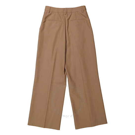 Burberry Ladies Camel Melange Madge Wool Twill Wide Pants