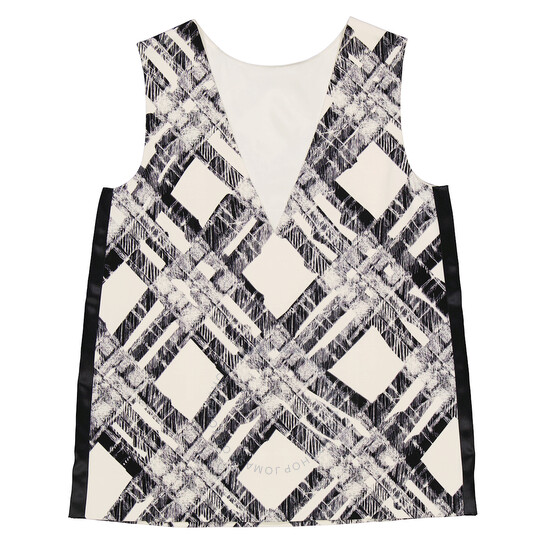 Burberry Ladies Check Print Wool Silk V-back Top, Brand Size