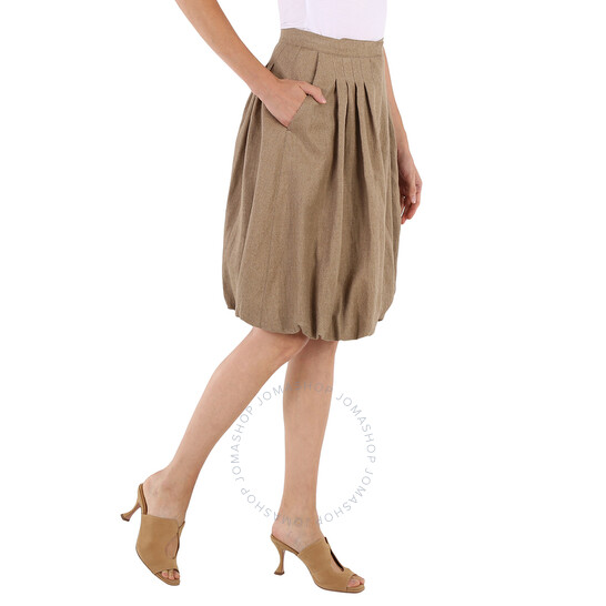 Burberry Ladies Driftwood Linen Blend Bubble Hem Skirt