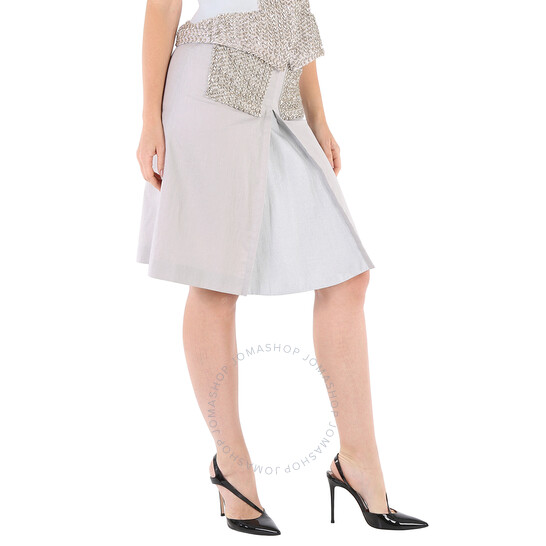 Burberry Ladies Grey Melange Crystal Embroidered Box Pleated