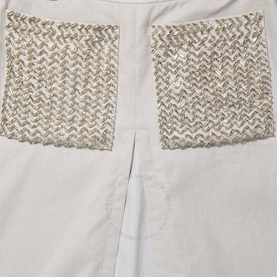 【関税&送料込】Burberry Embroidered Polyester Blend Skirt Burberry Ladies Grey Melange Crystal Embroidered Box Pleated