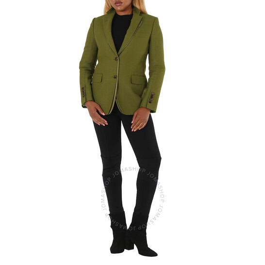 Burberry Ladies Juniper Green Wool Ramie And Silk Satin