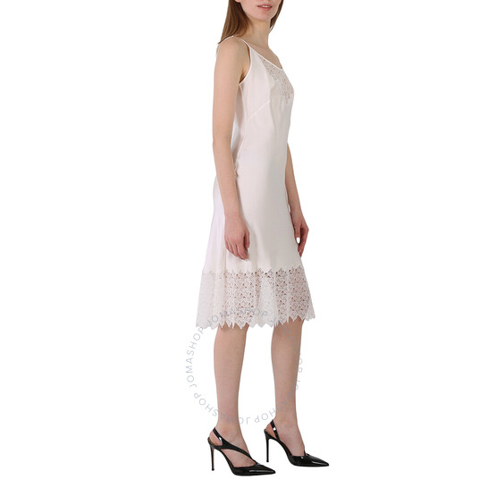Burberry Ladies Lace Trim And Monogram Detail Silk Satin