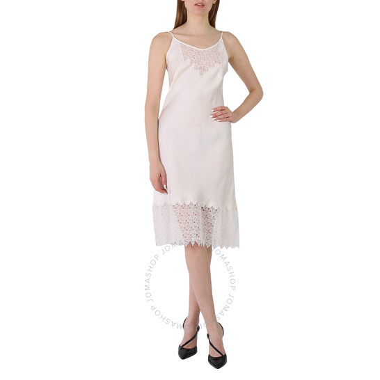 Burberry Ladies Lace Trim And Monogram Detail Silk Satin