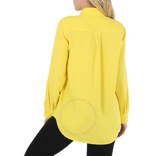 Burberry Ladies Pale Tulip Yellow Long-Sleeve Button-Down