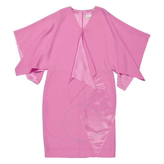Burberry Ladies Primrose Pink Cape Sleeve Silk Dress, Brand