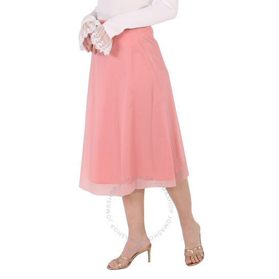 スカート BURBERRY EMBROIDERED JERSEY SKIRT Burberry Ladies Silk-lined Plastic A-line Skirt In Rose Pink