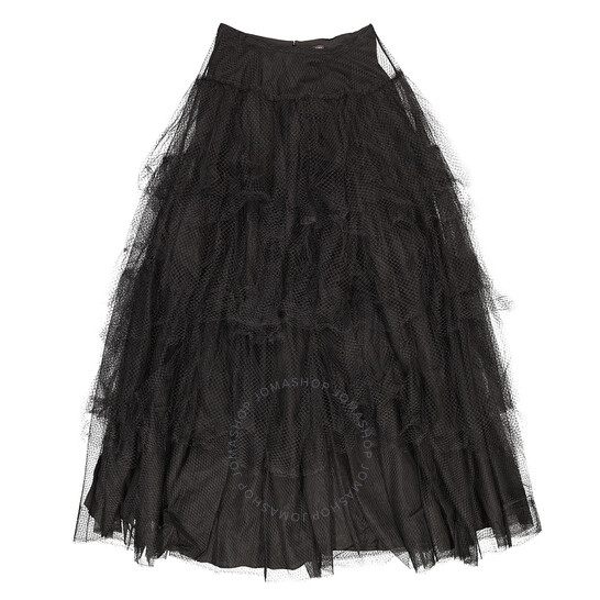 VIP【送料無料・関税込み】Burberry Pleated Fringed-edge Skirt Burberry Pleated Long Skirt in Black | FWRD