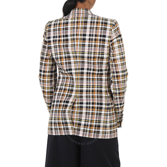 Burberry Ladies Snowhill Plaid Blazer in Bright Toffee Check