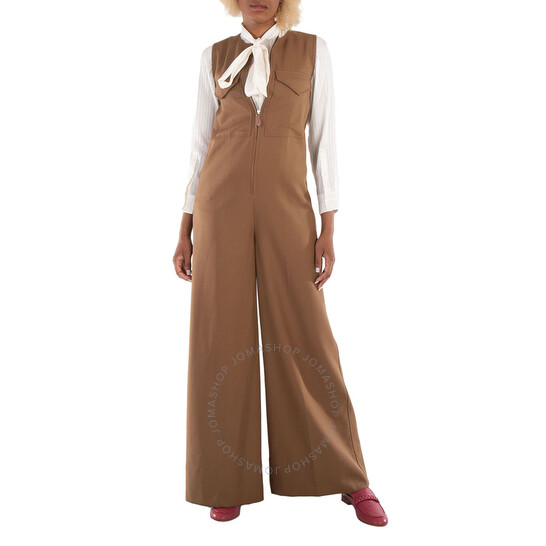 Burberry Ladies Warm Walnut Neave Wool Jumpsuit, Brand Size