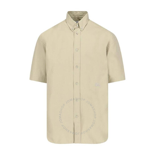 BURBERRY| (Logo Embroidered Short-Sleeved T-shirt (8084 Burberry Logo-Embroidered Short Sleeve Poplin Shirt, Size X