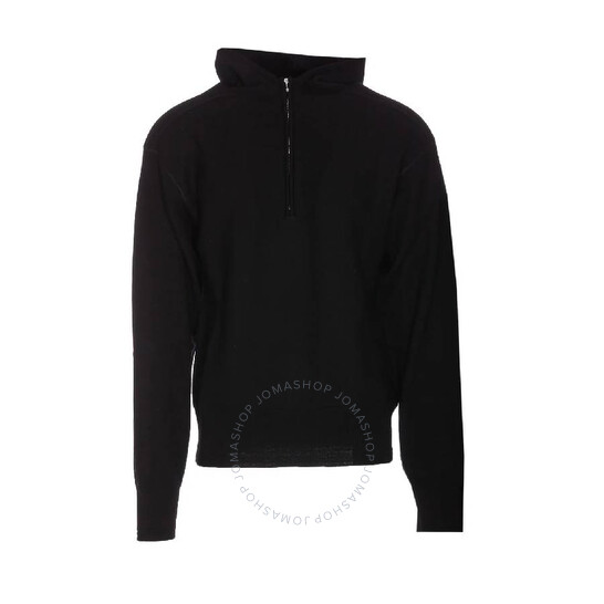 パーカー・フーディ Burberry FW23 Black wool sweatshirt (8075887 A1189) Burberry Long Sleeve Half Zip Hoodie, Size X-Large 8075887
